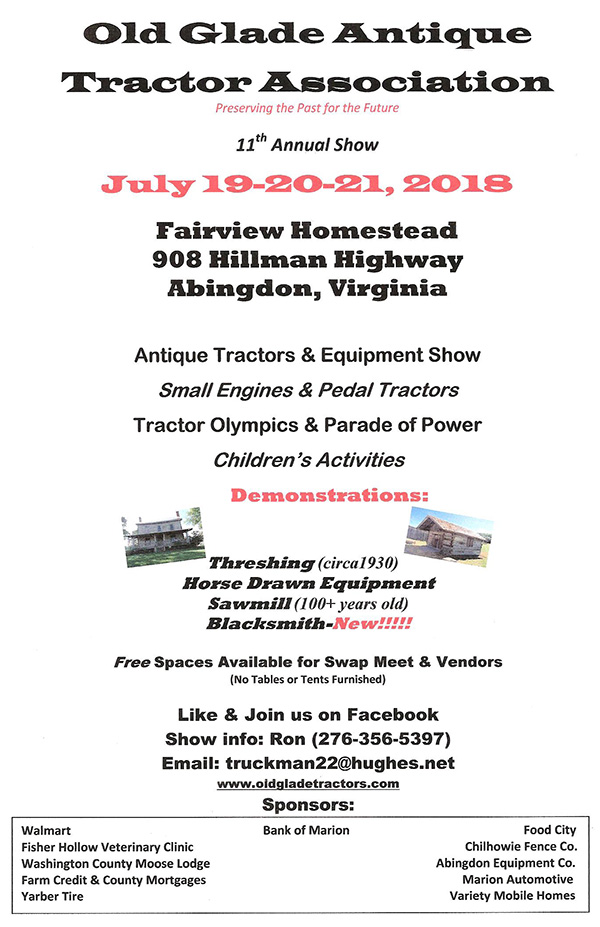Old Glade Tractor Association Upcoming Show